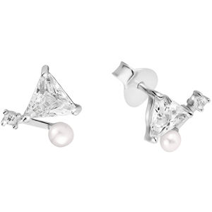 JwL Luxury Pearls Jemné náušnice s pravou perlou a kryštály JL0586