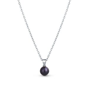 JwL Luxury Pearls Jemný strieborný náhrdelník s pravou čiernou perlou JL0836 (retiazka, prívesok)