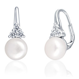 JwL Luxury Pearls Luxusné strieborné náušnice s pravou perlou a zirkónmi JL0641