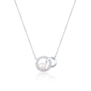 JwL Luxury Pearls Módny náhrdelník s pravou perlou a zirkónmi JL0751 (retiazka, prívesok)