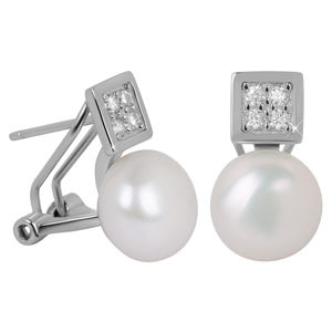 JwL Luxury Pearls Nádherné náušnice s pravou perlou a kryštály JL0430