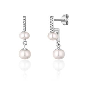 JwL Luxury Pearls Nápadité strieborné náušnice s pravými perlami a zirkónmi JL0773