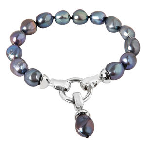 JwL Luxury Pearls Náramok z pravých kovovo modrých perál JL0562