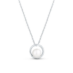 JwL Luxury Pearls Nežný náhrdelník so zirkónmi a pravou perlou JL0833 (retiazka, prívesok)