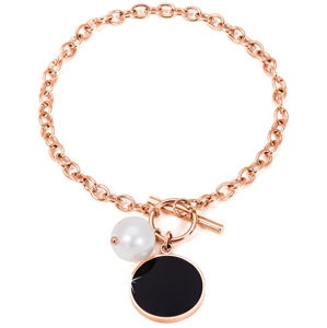 JwL Luxury Pearls Oceľový náramok s pravou perlou JL0481CH