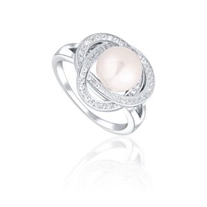 JwL Luxury Pearls Očarujúce prsteň s pravou perlou a zirkónmi JL0759 54 mm