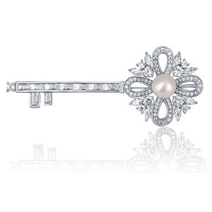 JwL Luxury Pearls Prekrásna brošňa s perlou 2v1 v tvare kľúča JL0663