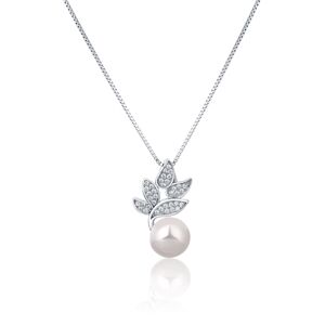 JwL Luxury Pearls Prekrásny strieborný náhrdelník s pravou perlou a zirkónmi JL0785 (retiazka, prívesok)