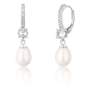 JwL Luxury Pearls Pôvabné strieborné náušnice s pravými perlami a zirkónmi JL0739
