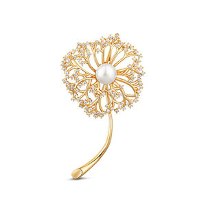 JwL Luxury Pearls Romantická pozlátená brošňa 2v1 s pravou bielou perlou JL0729