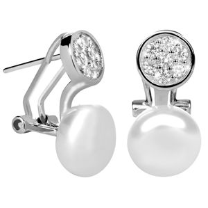 JwL Luxury Pearls Strieborné náušnice s pravou perlou a zirkónmi JL0393