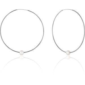 JwL Luxury Pearls Strieborné náušnice kruhy s pravými bielymi perlami JL0638