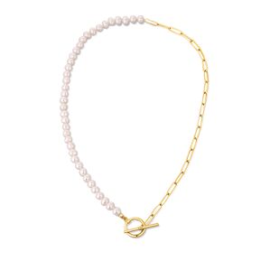 JwL Luxury Pearls Trendy pozlátený náhrdelník s pravými riečnymi perlami JL0787