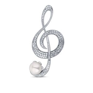 JwL Luxury Pearls Trblietavá perlová brošňa Husľový kľúč JL0793