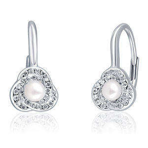 JwL Luxury Pearls Úchvatné strieborné náušnice s perlou a zirkónmi JL0642