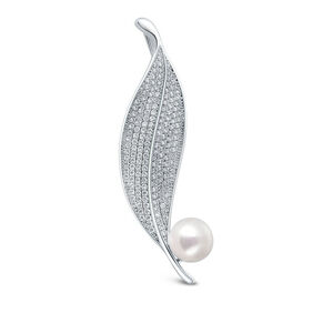 JwL Luxury Pearls Žiarivá perlová brošňa Lístoček JL0701