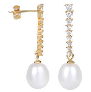 JwL Luxury Pearls Pozlátené perlové náušnice s kryštálmi JL0405