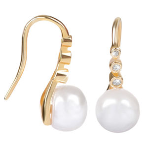 JwL Luxury Pearls Pozlátené strieborné visiace náušnice s pravou perlou JL0411