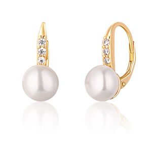 JwL Luxury Pearls Žlto pozlátené náušnice s perlami a zirkónmi JL0769