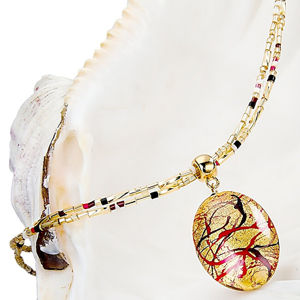 Lampglas Elegantný dámsky náhrdelník My Roots s perlou Lampglas s 24 karátovým zlatom NP15