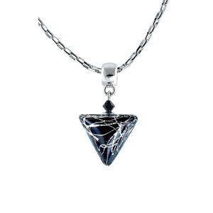 Lampglas Elegantný náhrdelník Black Marble Triangle s rýdzim striebrom v perle Lampglas NTA2