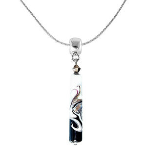 Lampglas Elegantný náhrdelník Black & White s unikátnou perlou Lampglas NPR11
