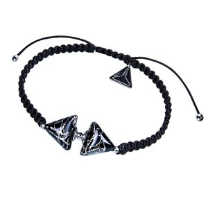 Lampglas Elegantný náramok Double Black Marble Triangle s rýdzim striebrom v perlách Lampglas BTA-D-2