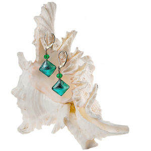 Lampglas Elegantné náušnice Emerald Princess s rýdzim striebrom v perlách Lampglas ERO1