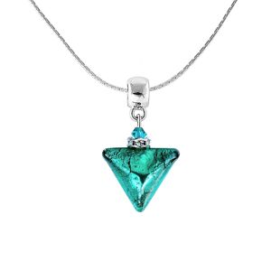 Lampglas Krásny náhrdelník Green Triangle s rýdzim striebrom v perle Lampglas NTA7
