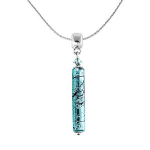 Lampglas Krásny náhrdelník Turquoise Love s rýdzim striebrom v perle Lampglas NPR10