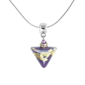 Lampglas Nádherný náhrdelník Purple Triangle s 24-karátovým zlatom v perle Lampglas NTA10