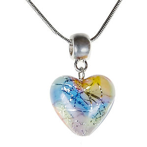 Lampglas Nežný náhrdelník Romantic Heart s perlou Lampglas s rýdzim striebrom NLH6
