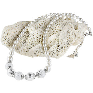 Lampglas Nežný náhrdelník White Romance ss rýdzim striebrom v perlách Lampglas NV1