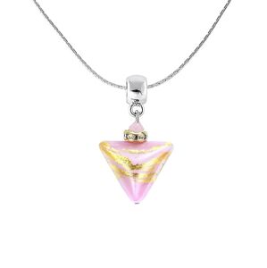 Lampglas Romantický náhrdelník Sweet Rose Triangle s 24-karátovým zlatom v perle Lampglas NTA9