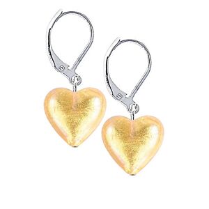 Lampglas Žiarivé náušnice Golden Heart s 24-karátovým zlatom v perlách Lampglas ELH24