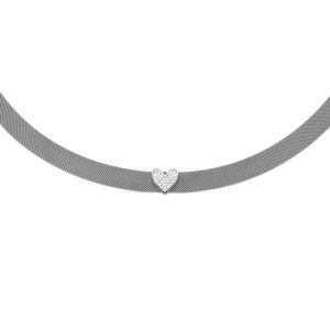 Liu.JO Štýlový oceľový náhrdelník Choker so srdiečkom Symbols LJ1865