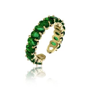 Marc Malone Trblietavý pozlátený prsteň so zelenými zirkónmi Arabella Green Ring MCR23048G