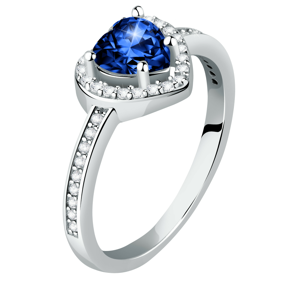 Morellato Trblietavý strieborný prsteň Srdce s modrým zirkónom Tesori SAVB150 52 mm