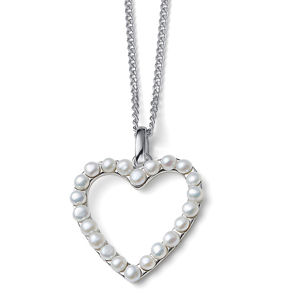 Oliver Weber Romantický strieborný náhrdelník Srdce z perál Dive Pearl 61172 (retiazka, prívesok)
