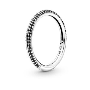 Pandora Minimalistický strieborný prsteň s čiernymi kryštálmi Me 199679C02 50 mm