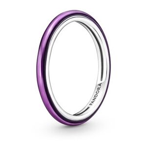 Pandora Minimalistický strieborný prsteň s fialovým smaltom 199655C01 52 mm
