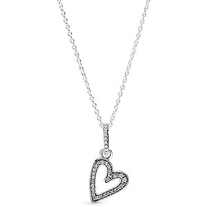 Pandora Strieborný náhrdelník s trblietavým srdcom 398688C01-50