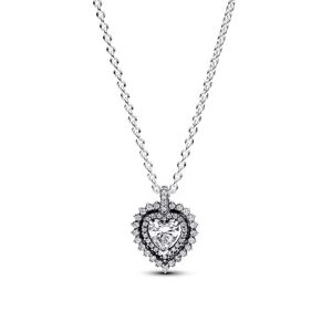Pandora Strieborný náhrdelník s trblietavým srdiečkom Timeless 393099C01-45