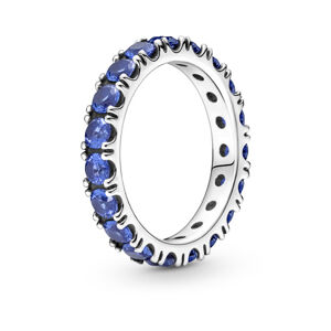 Pandora Trblietavý strieborný prsteň s modrými kryštálmi Eternity Timeless 190050C02 56 mm
