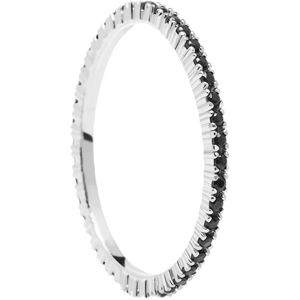 PDPAOLA Minimalistický prsteň zo striebra s čiernymi zirkónmi Black Essential Silver AN02-348 50 mm