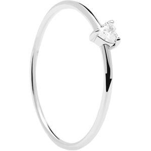 PDPAOLA Minimalistický strieborný prsteň so srdiečkom White Heart Silver AN02-223 56 mm