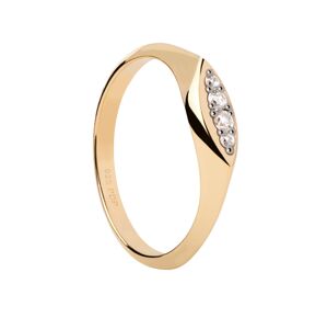 PDPAOLA Elegantný pozlátený prsteň so zirkónmi Gala Vanilla AN01-A52 58 mm