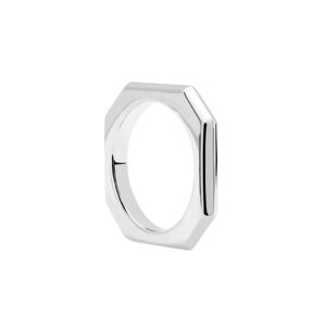 PDPAOLA Elegantný rhodiovaný prsteň SIGNATURE LINK Silver AN02-378 54 mm