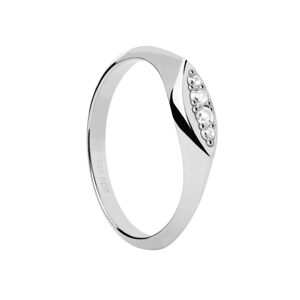 PDPAOLA Elegantný strieborný prsteň so zirkónmi Gala Vanilla AN02-A52 54 mm