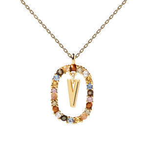 PDPAOLA Krásny pozlátený náhrdelník písmeno "V" LETTERS CO01-281-U (retiazka, prívesok)